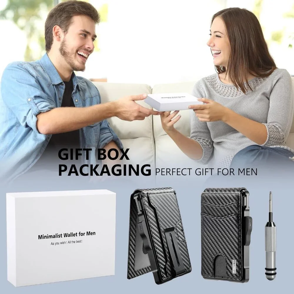 Wallet for Men - with Money Clip Slim Leather Slots Credit Card Holder RFID
